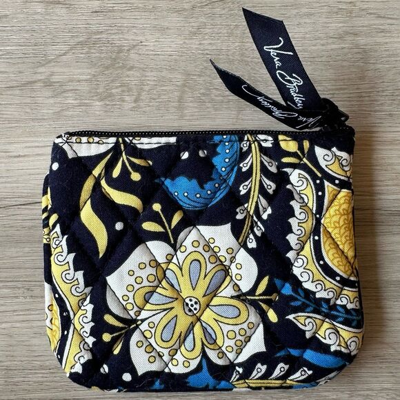 Vera Bradley Ellie Blue Pattern Small Lined Cosmetic Zip Pouch Case - Picture 3 of 5